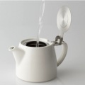 フォーライフ(FOR LIFE) ティーポット 陶器 400ml 2杯用 茶こし付き 食洗機対応 蓋が落ちない 片手で注げる グレー ミニスタンプティーポット 509Gry 写真5