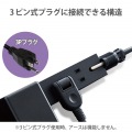 電源タップ 超強力マグネット付 3m 6口 雷ガード スイングプラグ 絶縁キャップ シャッター 耐熱性 安全 安心 ほこり防止 ブラック黒 写真5