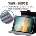 タブレットケース カバー 汎用 8.5?11.5インチ ソフトレザー 手帳型 フラップ マグネット 360度回転 ハンドベルト ペンホルダー ブラック 写真5