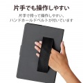 タブレットケース カバー 汎用 8.5?11.5インチ ソフトレザー 手帳型 フラップ マグネット フリーアングル ハンドベルト 薄型 軽量 ブラック 写真5