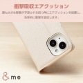 iPhone 15 ソフトレザーケース 手帳型 磁石付 リング付 &me 写真5