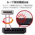 Giga対応スイッチングHub/8ポート/プラスチック筐体/電源外付モデル/ブラック 写真5