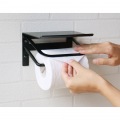 トイレットペーパーホルダー スマホ置き 収納 棚 シングル 一連 スチール アイアン マット シンプル おしゃれ 【Abel(アベル)】シングル(ブラック) 写真5