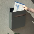 壁掛けポスト 鍵付き ひねりタイプ錠 スリット窓付き ステンレス 上蓋付き 錆びにくい 【Casto(カスト)(グレー) 写真5