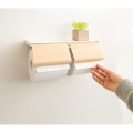 トイレットペーパーホルダー 幅25 高さ8cm TP-900M ナチュラル 宮武製作所 | ペーパーホルダー 2連 おしゃれ アイアン 収納 小物 小物置き 木目 写真5