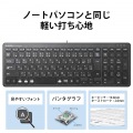有線コンパクトキーボード/パンタグラフ式/薄型/ブラック 写真5