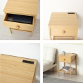 Bamboo サイドテーブル 竹材 コンセント(1500W)付 A4書類 引き出し付 小物置き棚 軽量 シンプル 玄関 リビング 寝室 ベッドサイド スマホ置き 写真5