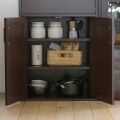 キャビネット 食器棚 キッチン収納 一人暮らしの部屋や狭いスペースにぴったりサイズ ダークブラウン木目柄 写真5