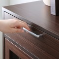 食器棚 カップボード キッチン収納 ガラスキャビネット一人暮らしの部屋や狭いスペースにぴったりサイズ ダークブラウン木目柄 写真5