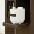レンジ台 食器棚 白井産業 幅59cm 高さ138cm ダークブラウン スライド棚 コンセント付 キッチン 家電 収納 シンプル キッチン収納 ベアルモ BRM-1460SLBR 写真5