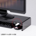 電源タップ+USBポート付き机上ラック(W600×D200 ブラック) 写真5