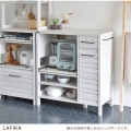 LAFIKA(ラフィカ)レンジボード(ロータイプ・85.4cm幅) キッチン収納 レンジラック レンジ台 オープン収納 扉収納 ストック収納 引出し ホワイト LF90-90L-WH 写真5