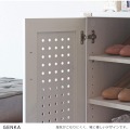 GENKA(ジェンカ)シューズ&ストッカー(90cm幅) シューズボックス 下駄箱 玄関収納 幅90cm 木目調 ホワイト GK95-90-WH 写真5