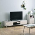 TWICE(トワイス) テレビ台 ローボード(幅150cm) テレビボード 収納 扉 リビング収納 50型 50V 幅150 天然木 ホワイト TW37-150L-WH 写真5