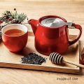 フォーライフ(FOR LIFE) ティーポット 陶器 530ml 3杯用 茶こし付き 食洗機対応 蓋が落ちない 片手で注げる レッド 赤 スタンプティーポット 309Red 写真6