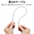 LANケーブル Cat6A スイングコネクタ 左右90°回転 爪折れ防止 スリムケーブル(直径3.5mm) RoHS 10m ブルー 写真6