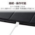 iPad 10.2インチ 第9/8/7世代 (2021/2020/2019年) ケース カバー 手帳型 フラップ ハイブリッド スリープ対応 マグネット 2アングル 背面クリア ブラック 写真6