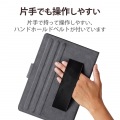 タブレットケース カバー 汎用 8.5?11.5インチ ソフトレザー 手帳型 フラップ マグネット 3アングル ハンドベルト ペンホルダー ブラック 写真6