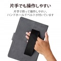 タブレットケース カバー 汎用 8.5?11.5インチ ソフトレザー 手帳型 フラップ マグネット フリーアングル ハンドベルト ペンホルダー ブラック 写真6
