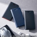 Xperia 5 IV ( SO-54C / SOG09 ) ケース カバー レザー 手帳型 マグネット フラップ 耐衝撃 軽量 薄型 スリム スタンド機能付 カーボン調ブラック 写真6