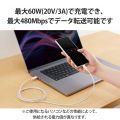 USB2.0ケーブル(認証品、C-C、やわらか耐久、USB PD対応) 写真6