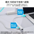 Type-C ドッキングステーション/充電専用USB-C×1/USB-C×1/USB-A×2/HDMI×1/LANポート付/シルバー 写真6