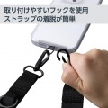 スマホショルダーストラップ/ストラップホールシート/フラット型/カラビナ/ディープブラック 写真6