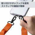 スマホショルダーストラップ/ストラップホールシート/フラット型/ビビッドオレンジ 写真6