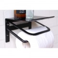 トイレットペーパーホルダー スマホ置き 収納 棚 シングル 一連 スチール アイアン マット シンプル おしゃれ 【Abel(アベル)】シングル(ブラック) 写真6