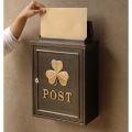 壁掛けポスト アンティーク風 ヴィンテージ風 クラシック レトロ 鋳物 鍵付き 横開き【Clover(クローバー)】(ブロンズ) 写真6