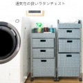 ラック チェスト ランドリー ラタン 軽量 幅36 高さ79 RB-358 ブルー 宮武製作所 | キャスター付き 写真6
