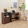 デスク 机 白井産業 テーブル ワークデスク 収納 リビング 木製 一人暮らし コンパクト シンプル モダン 高さ約72cm 幅約90cm ダークブラウン 木目柄 フルニコ 写真6