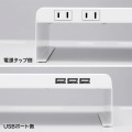 電源タップ+USBポート付き机上ラック(W600×D200 ホワイト) 写真6