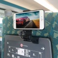 スマホホルダー 自撮り棒 コンパクト 折りたたみ 新幹線 飛行機 デスク クランプ ベッド チルト パン ロール 横向き 縦向き 角度調整  PDA-STN30BK 写真6