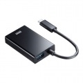USB LAN 変換アダプタ USBハブポート付・ブラック USB-CVLAN4BKN | ハブ ポート LANポート サンワサプライ 写真6