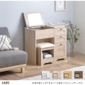 ドレッサーデスク おしゃれ コンセント ANRI アンリ ドレッサー 白 収納 ドレッサーチェア 化粧台 コンパクト 鏡台 スツール コスメ収納 可愛い 北歐 AN70-80D 写真6