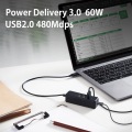 USBハブ タイプC USB2.0 USBメス × 3ポート マグネット付 PC給電 セルフパワー バスパワー Power Delivery ブラック 写真7