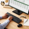 キーボード ワイヤレス Bluetooth 抗菌 薄型 ワイヤレスキーボード フルキーボード メンブレン式 ブラック 写真7