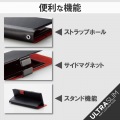 スマホケース 汎用 マルチケース Sサイズ レザー 手帳型 マグネット開閉 スライド式 スタンド機能 薄型 軽量 ストラップホール付 ブラック 写真7