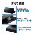 スマホケース 汎用 マルチケース Lサイズ レザー 手帳型 マグネット開閉 スライド式 スタンド機能 ストラップホール付 ブラック 写真7