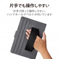 タブレットケース カバー 汎用 8.5?11.5インチ ソフトレザー 手帳型 フラップ マグネット 360度回転 ハンドベルト ペンホルダー ブラック 写真7