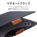 タブレットケース カバー 汎用 8.5?11.5インチ ソフトレザー 手帳型 フラップ マグネット 3アングル ハンドベルト ペンホルダー ブラック 写真7