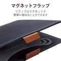 タブレットケース カバー 汎用 8.5?11.5インチ ソフトレザー 手帳型 フラップ マグネット フリーアングル ハンドベルト ペンホルダー ブラック 写真7