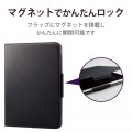 iPad 10.9インチ 第10世代 ( 2022 ) 用 ケース ヴィーガンレザー カバー 手帳型 マグネット フラップ 360度回転 ハンドベルト付 ブラック 写真7