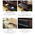 PCデスク ワークデスク 書斎 書斎机 ブラウン ナチュラル 75cm幅 幅75 ワイド 幅広 引き出し 棚付き プリンタ 収納 木製 北欧 カッコいい ハイタイプ  写真7