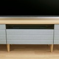 テレビ台 白井産業 幅180cm 高さ42cm 75V型対応 TVボード ローボード 収納 リビング 北歐モダン ノルフィカ グレー ナチュラルブラウン NOR-4018HGY 写真7