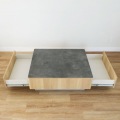 テーブル 白井産業 幅90cm 高さ32cm グレー ナチュラルブラウン 石目調 引出付き メラミン天板 収納 リビング 北歐モダン  写真7