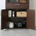 食器棚 カップボード キッチン収納 ガラスキャビネット 一人暮らしの部屋や狭いスペースにぴったりサイズ ダークブラウン木目柄 写真7