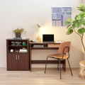 デスク 机 白井産業 テーブル ワークデスク 収納 リビング 木製 一人暮らし コンパクト シンプル モダン 高さ約72cm 幅約90cm ダークブラウン 木目柄 フルニコ 写真7