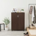 下駄箱 シューズボックス 白井産業 幅81cm 高さ114cm ダークブラウン 扉 約28足収納 靴箱 玄関収納 シューズラック フルニコ 写真7